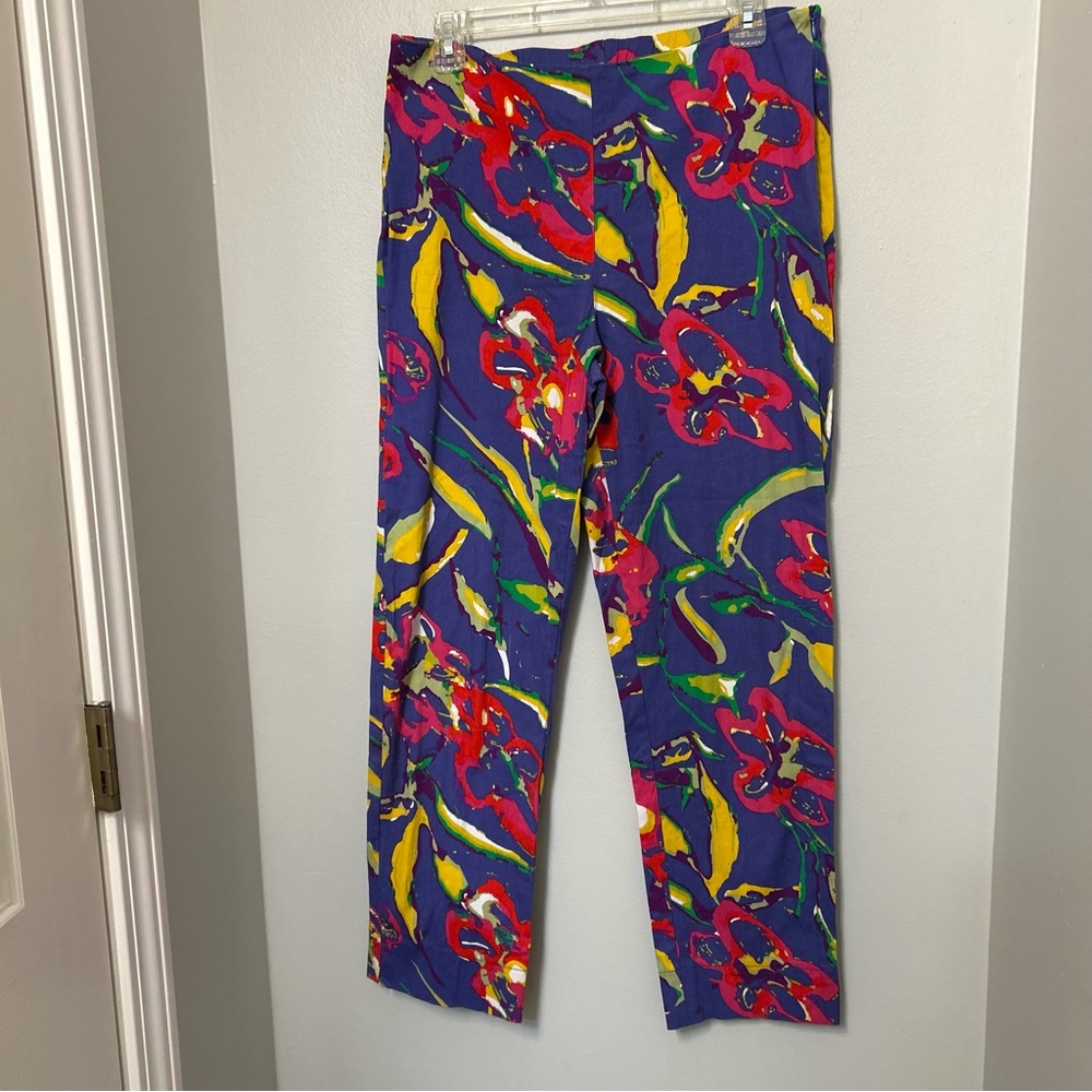 Choices Women pants Cotton/Spandex 10 Mult-color Beach Cottage Vintage Floral
